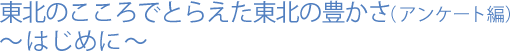 東北のこころでとらえた東北の豊かさ(アンケート編)～はじめに～