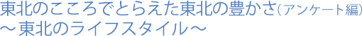 東北のこころでとらえた東北の豊かさ(アンケート編)～東北のライフスタイル～