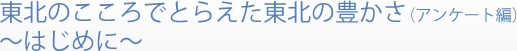 東北のこころでとらえた東北の豊かさ(アンケート編)～はじめに～